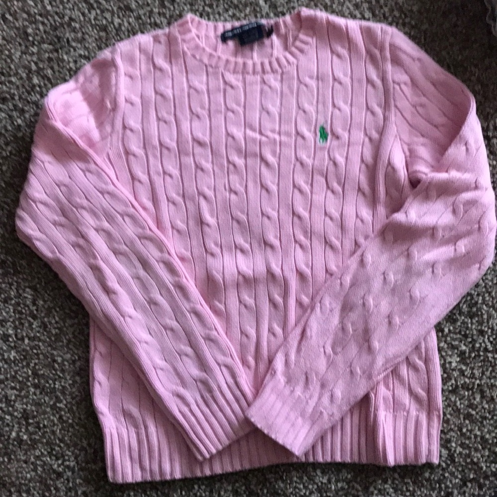 Pink Ralph Lauren sport cable sweater